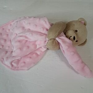Carters Lovey Baby Security Blanket Plush Pink Brown Teddy Bear Rattles